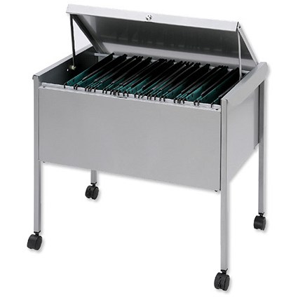 Rexel Suspension Filing Trolley with Lockable Lid for 100 Files Grey