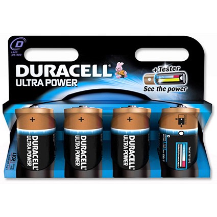 Duracell Ultra Power MX1300 Battery Alkaline 1.5V D [Pack 4]
