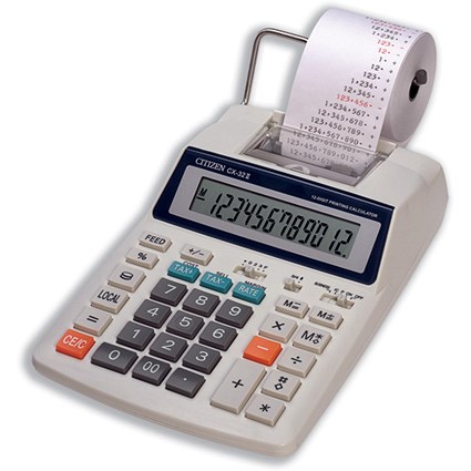 Citizen Calculator Printing CX32N Compact 2 Colour Currency Tax with Mains Adapter Ref CX32CE