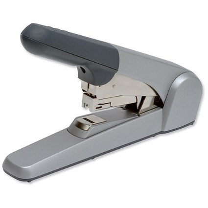 Leitz 5552 Flat Clinch Stapler Spring-loaded with Window 25/10 Capacity 60 Sheets Silver