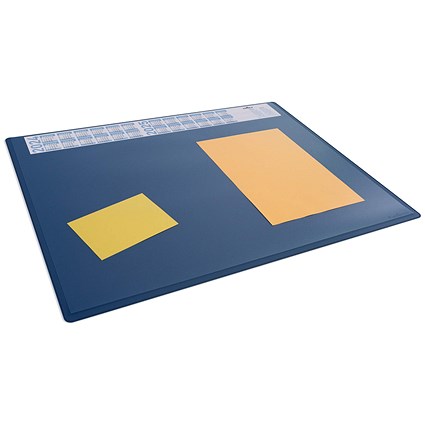 Durable Clear Overlay Calander PC Desk Pad Protector Mat, 65x50 cm, Navy Blue