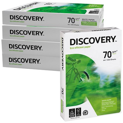 Discovery A4 Everyday Paper, White, 70gsm, Box (5 x 500 Sheets)