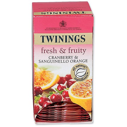 Twinings Infusion Tea Bags Individually-wrapped Cranberry and Orange [Pack 20]