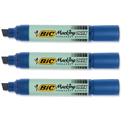 Bic ONYX 1891 Permanent Marker Extra Large Chisel Tip Line Width 6-10mm Blue [Pack 6]