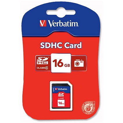 Verbatim SDHC Media Memory Card SD 2.0 FAT32 Class 4 Read 4MB/s Write 4MB/s 16GB Ref 44020