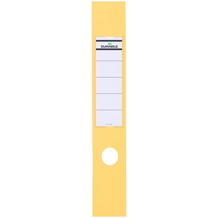 Durable Ordofix Self-adhesive PVC Spine Labels for Lever Arch File, Yellow, Pack of 10