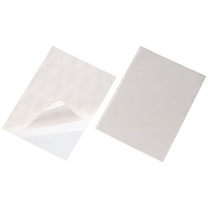 Durable Pocketfix Self-Adhesive Clear Label Sleeve Pockets, A4, Pack of 3