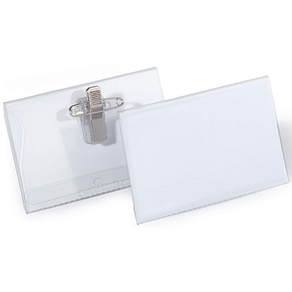 Durable Combi Clip & Pin Name Badge ID Holder + Inserts, 54x90mm, Pack of 20