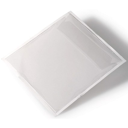 Durable Pocketfix Self-Adhesive Clear CD\DVD Sleeve Pocket, Pack of 100