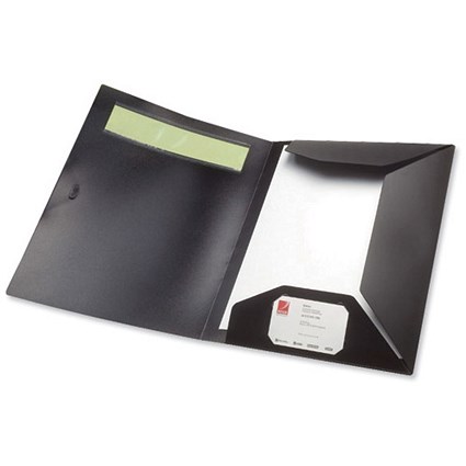 Rexel Ecodesk Flap Folder Recycled Plastic ID Panel 3-Flap for 45 Sheets A4 Black