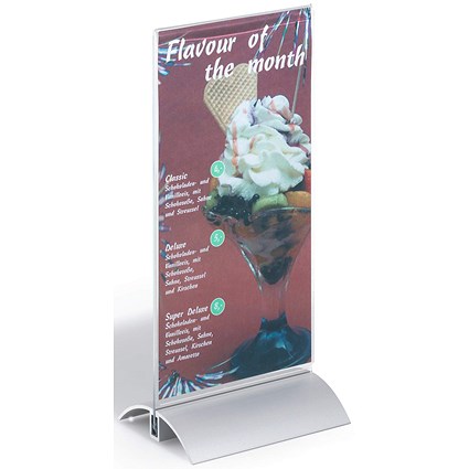 Durable Acrylic Metal Table Display Stand Menu & Sign Holder, 1/3 A4, Clear