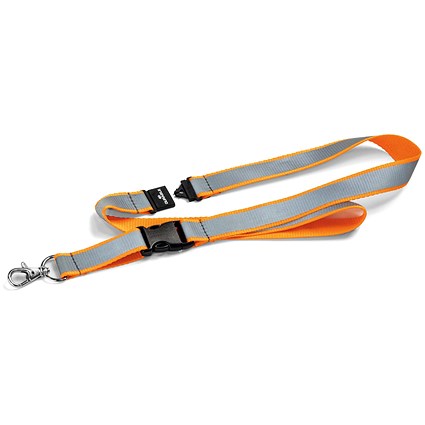 Durable Reflective Detachable Neck Lanyards with Clip and Safety Release, Orange