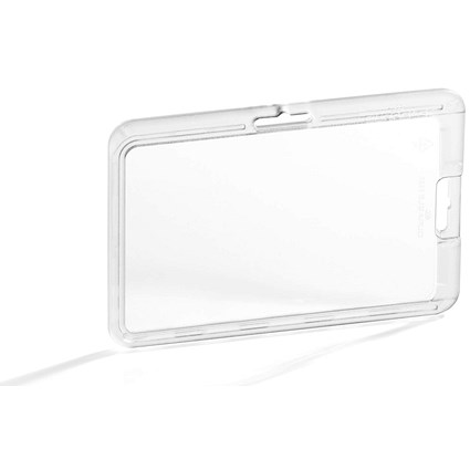 Durable Permanent High Security ID Card Holders for Lanyards, Clear, Pack of 10