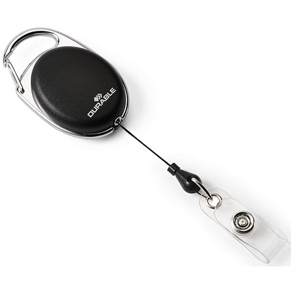 Durable Style Secure Retractable Clip Badge Reel for ID Badges & Keys, Black