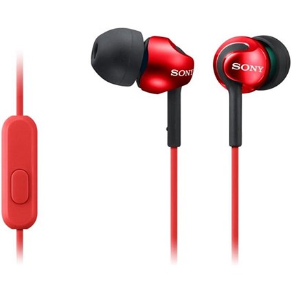 Sony MDR-EX110AP Wired 3.5mm Connector Earphones, Red