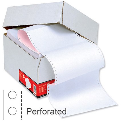 Computer Listing Paper / 2 Part / 11 inch x 241mm / Perforated / White and Pink Sheets / Box (1000 Sheets)