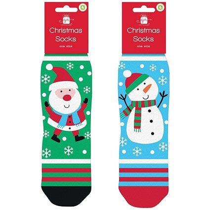 Christmas Socks, 2 Designs, One Size, Pack of 12