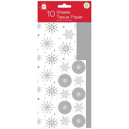 10 Sheets Silver Snowflake Design Tissue Paper, Pack of 24