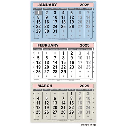 At-A-Glance 2025 3 Monthly Calendar, 300x595mm