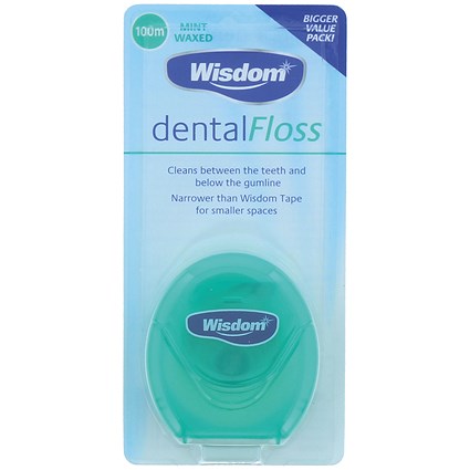 Wisdom Waxed Mint Dental Floss, 100m, Pack of 12