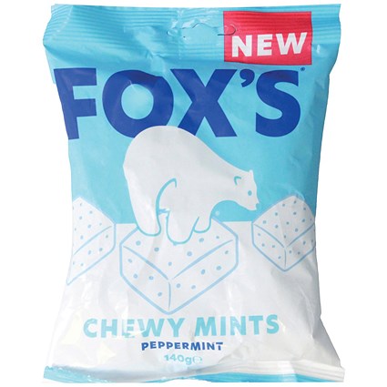 Fox's Chewy Mints, Peppermint, 140g Bag, Pack of 13