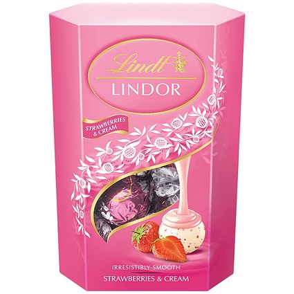 Lindt Lindor Strawberries & Cream Chocolate Box, 200g