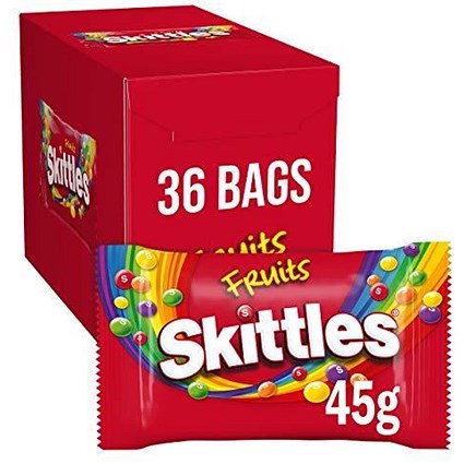 Skittles Chewy Sweets Fruit Flavoured Bag, 45g, Pack of 36