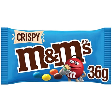 M&M's Crispy Pieces Milk Chocolate Bag, 36g, Pack of 24