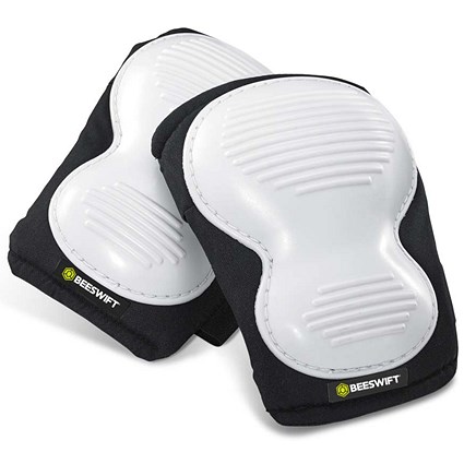 B-Safe Poly Ridged Knee Pads, White & Black