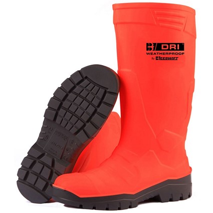 Beeswift Full Safety Fluoro Wellington Boots, Orange, 4