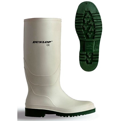 Dunlop Pricemastor PVC Non-Safety Wellington Boots, White, 6