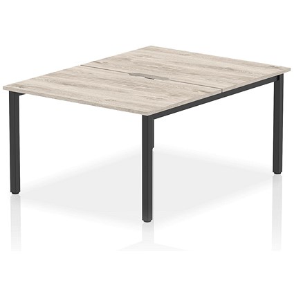 Impulse Evolve Plus 2 Person Bench Desk, Back to Back, 2 x 1200mm (800mm Deep), Black Frame, Grey Oak