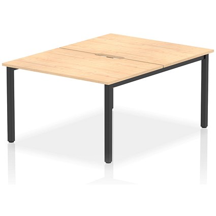 Impulse Evolve Plus 2 Person Bench Desk, Back to Back, 2 x 1200mm (800mm Deep), Black Frame, Maple