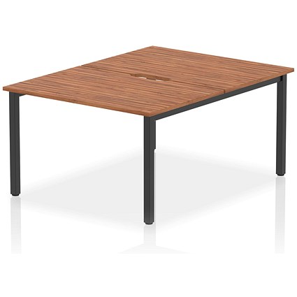 Impulse Evolve Plus 2 Person Bench Desk, Back to Back, 2 x 1200mm (800mm Deep), Black Frame, Walnut