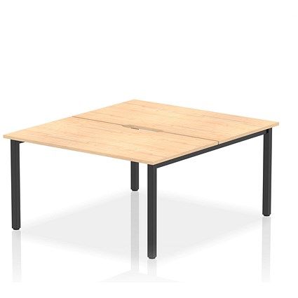 Impulse Evolve Plus 2 Person Bench Desk, Back to Back, 2 x 1400mm (800mm Deep), Black Frame, Maple