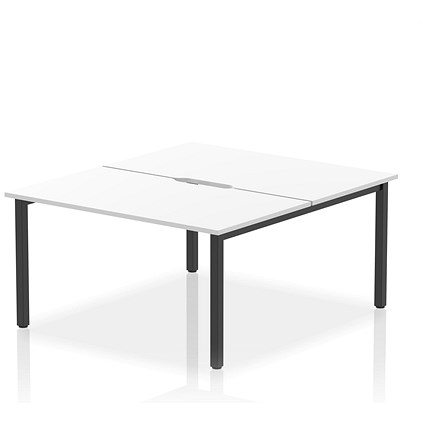 Impulse Evolve Plus 2 Person Bench Desk, Back to Back, 2 x 1400mm (800mm Deep), Black Frame, White