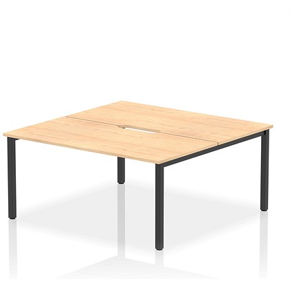 Impulse Evolve Plus 2 Person Bench Desk, Back to Back, 2 x 1600mm (800mm Deep), Black Frame, Maple