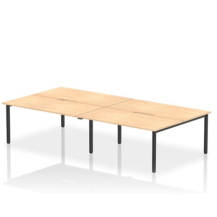 Impulse Evolve Plus 4 Person Bench Desk, Back to Back, 4 x 1600mm (800mm Deep), Black Frame, Maple