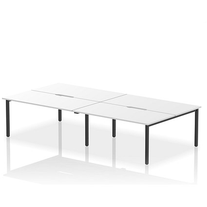 Impulse Evolve Plus 4 Person Bench Desk, Back to Back, 4 x 1600mm (800mm Deep), Black Frame, White