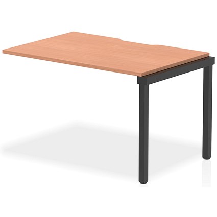 Impulse Evolve Plus 1 Person Bench Desk Extension, 1200mm (800mm Deep), Black Frame, Beech