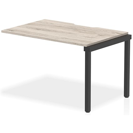 Impulse Evolve Plus 1 Person Bench Desk Extension, 1200mm (800mm Deep), Black Frame, Grey Oak