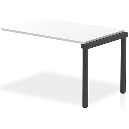 Impulse Evolve Plus 1 Person Bench Desk Extension, 1200mm (800mm Deep), Black Frame, White