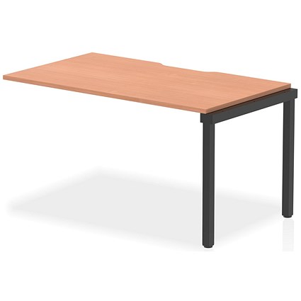 Impulse Evolve Plus 1 Person Bench Desk Extension, 1400mm (800mm Deep), Black Frame, Beech