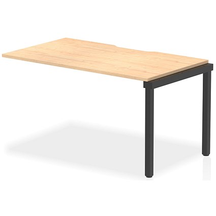 Impulse Evolve Plus 1 Person Bench Desk Extension, 1400mm (800mm Deep), Black Frame, Maple