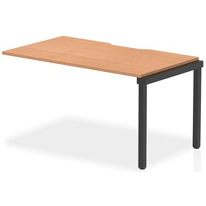 Impulse Evolve Plus 1 Person Bench Desk Extension, 1400mm (800mm Deep), Black Frame, Oak