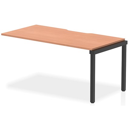 Impulse Evolve Plus 1 Person Bench Desk Extension, 1600mm (800mm Deep), Black Frame, Beech