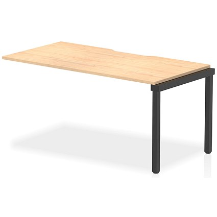 Impulse Evolve Plus 1 Person Bench Desk Extension, 1600mm (800mm Deep), Black Frame, Maple