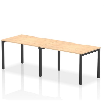 Impulse Evolve Plus 2 Person Bench Desk, Side by Side, 2 x 1200mm (800mm Deep), Black Frame, Maple