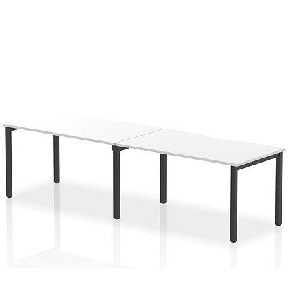 Impulse Evolve Plus 2 Person Bench Desk, Side by Side, 2 x 1400mm (800mm Deep), Black Frame, White