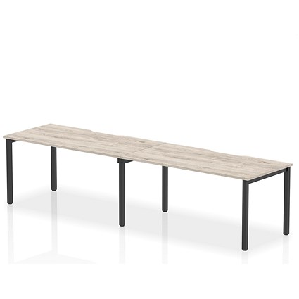 Impulse Evolve Plus 2 Person Bench Desk, Side by Side, 2 x 1600mm (800mm Deep), Black Frame, Grey Oak